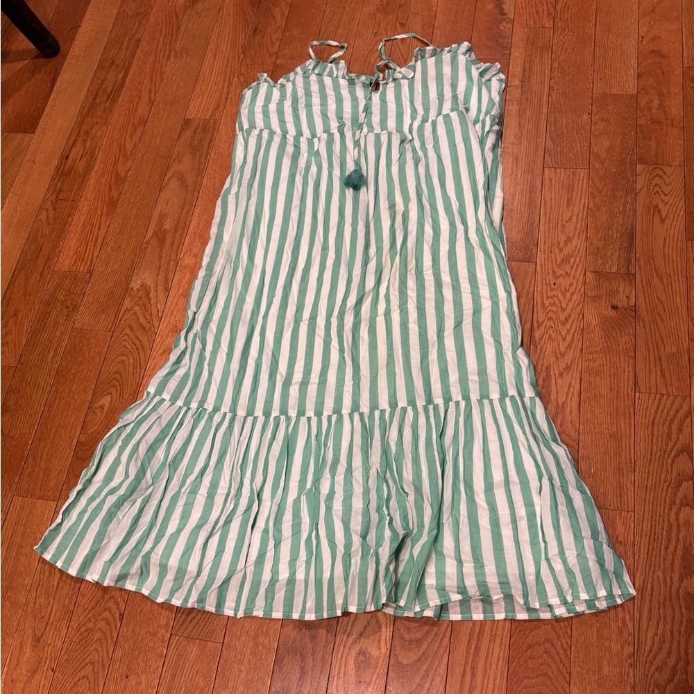 J. Crew Mint and White Patterned Dress Womens XL NWT
